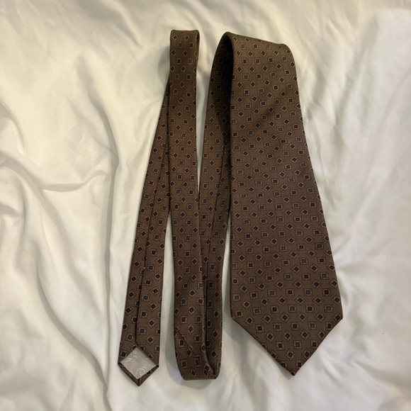 Like New Vintage Oscar de la Renta Couture Geometric Diamond Print Silk Tie - Picture 1 of 2